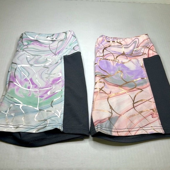 CX.J by Justice | 2 Piece Active Wear Shorts Multi Color w/ Metallic | Size14/16 - Picture 8 of 9